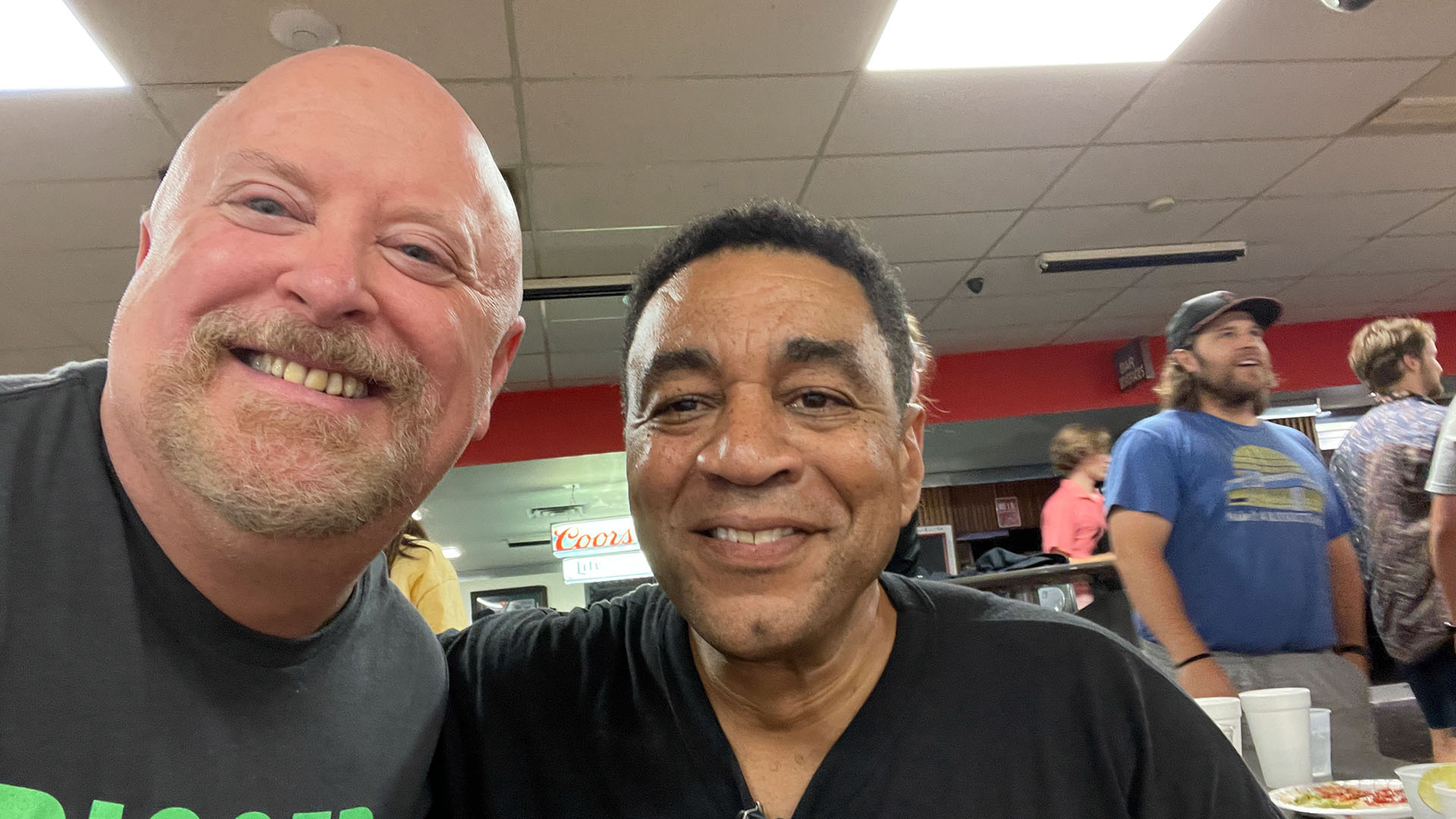 Chris Rogers and Harry Lennix bowling at the Wrap Party