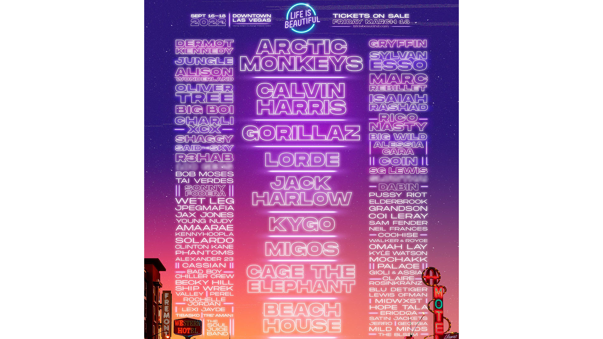 LIB 2022 music festival lineup