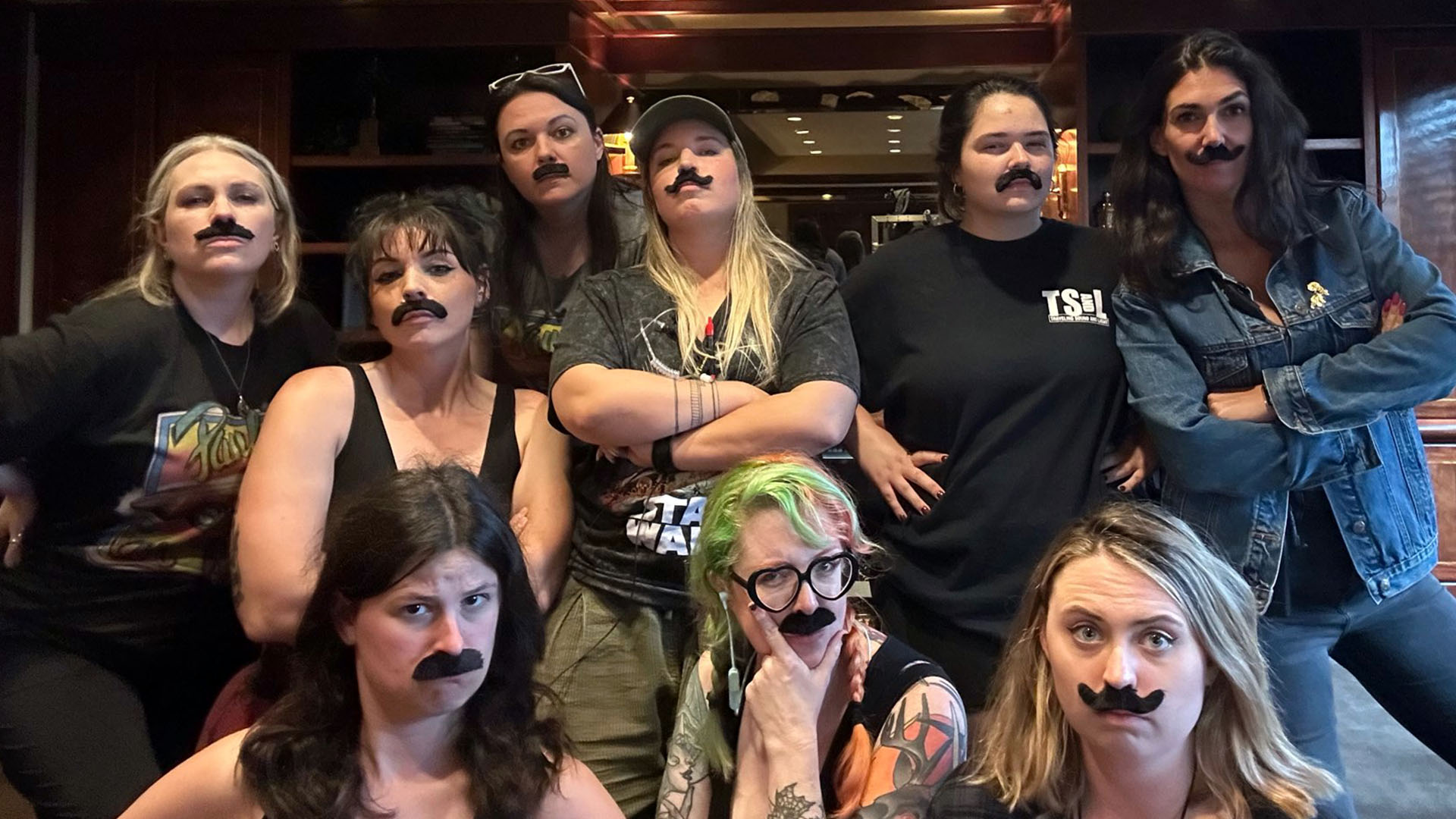 crew - girls with moustache